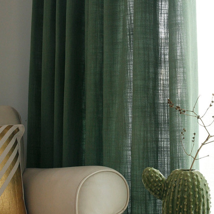 Forest Dark Green Solid Yarn-dyed Room Darkening Drapes/Curtains