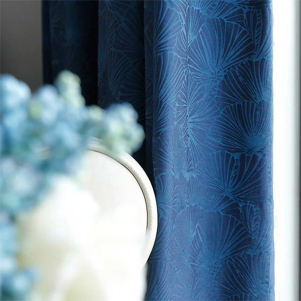 Lotus Floral Jacquard Room Darkening Curtains/Drapes