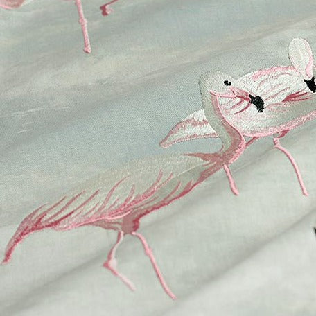 Flamingo Embroidered 100% Organic Cotton Drapes/Curtains