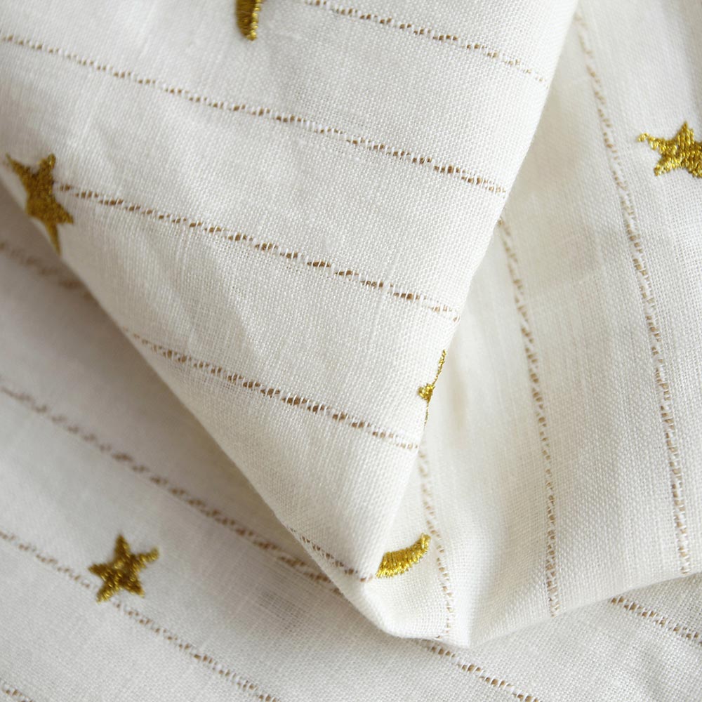 The Little Prince Moon & Star Embroidered Cotton-Linen Drapes/Curtains