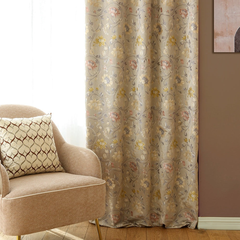 Elysian Garden Floral Room Darkening Drapes/Curtains