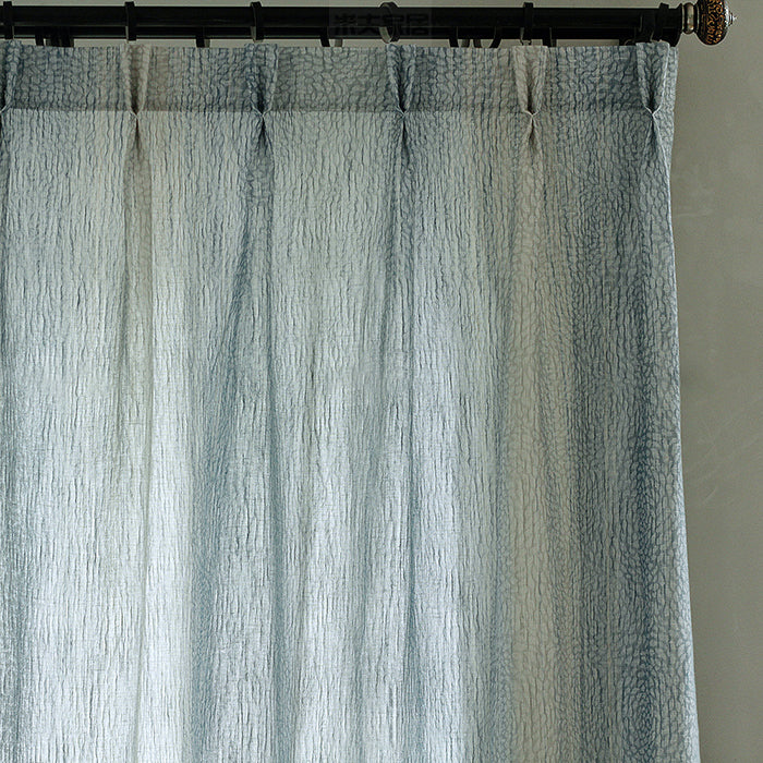 Nile Gradient Crocodile Pattern 100% Organic Cotton-Linen Blend Sheer Drapes/Curtains