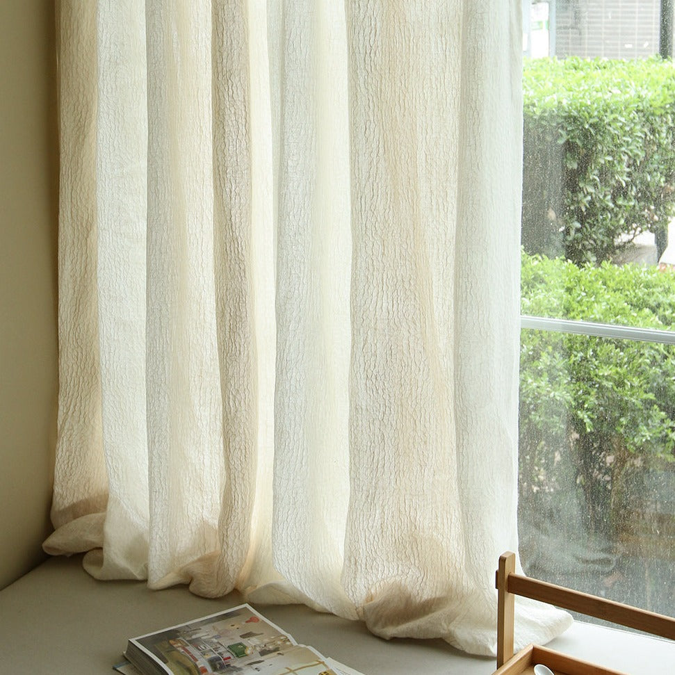 Nile Gradient Crocodile Pattern 100% Organic Cotton-Linen Blend Sheer Drapes/Curtains