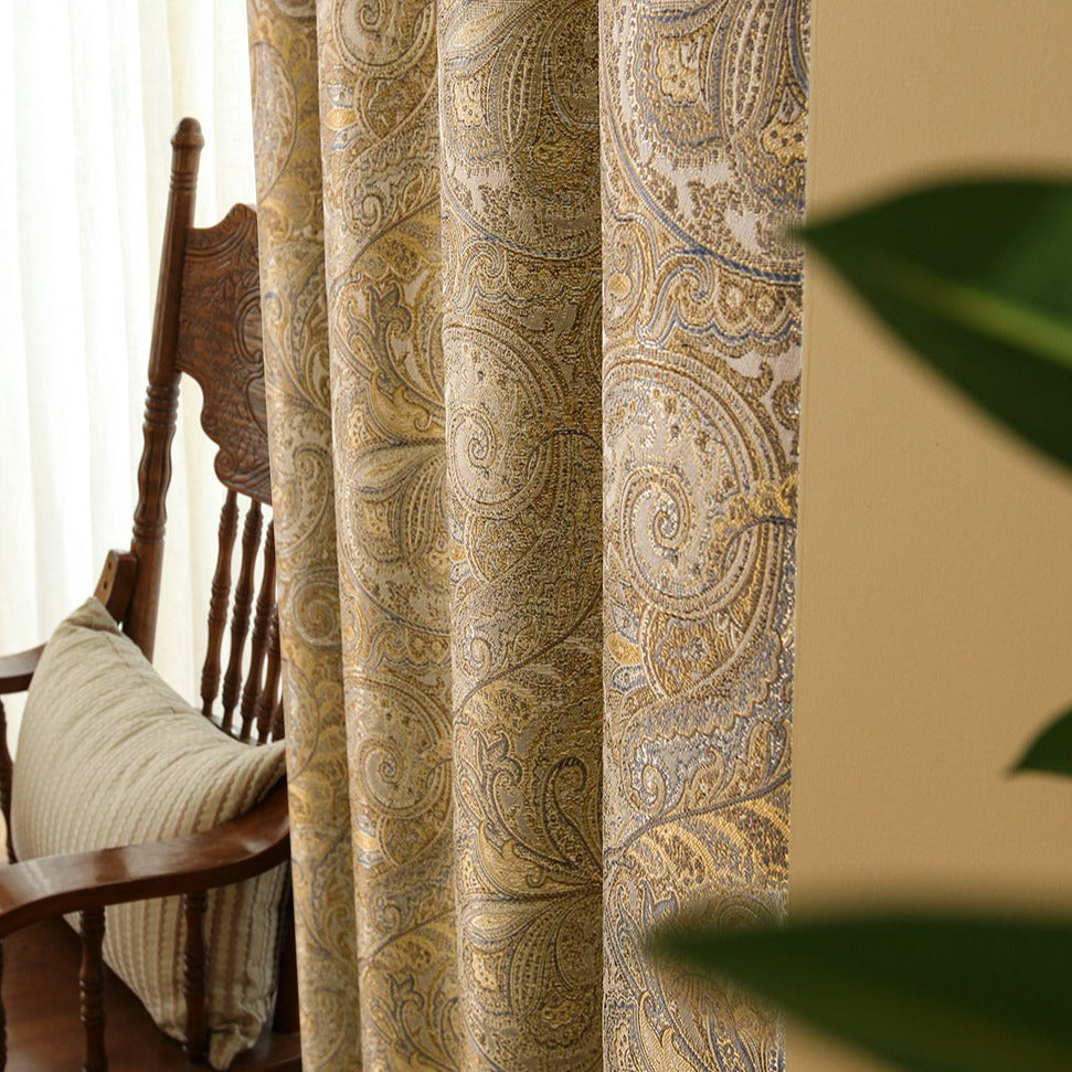 Paisley Floral Jacquard Room Darkening Curtains/Drapes