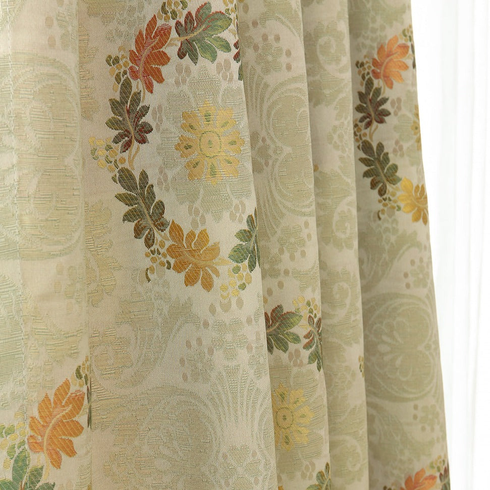 Wreath Floral Jacquard Room Darkening Drapes/Curtains