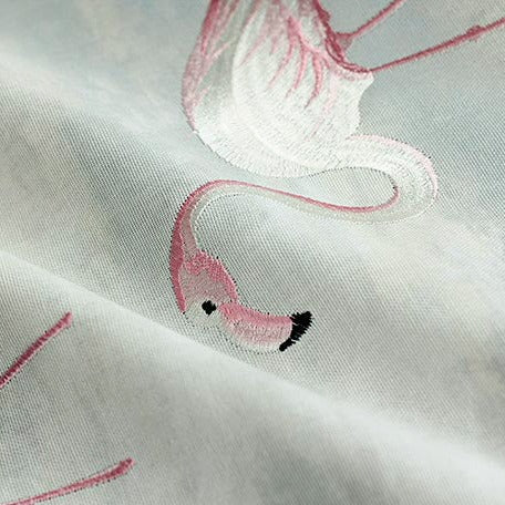 Flamingo Embroidered 100% Organic Cotton Drapes/Curtains