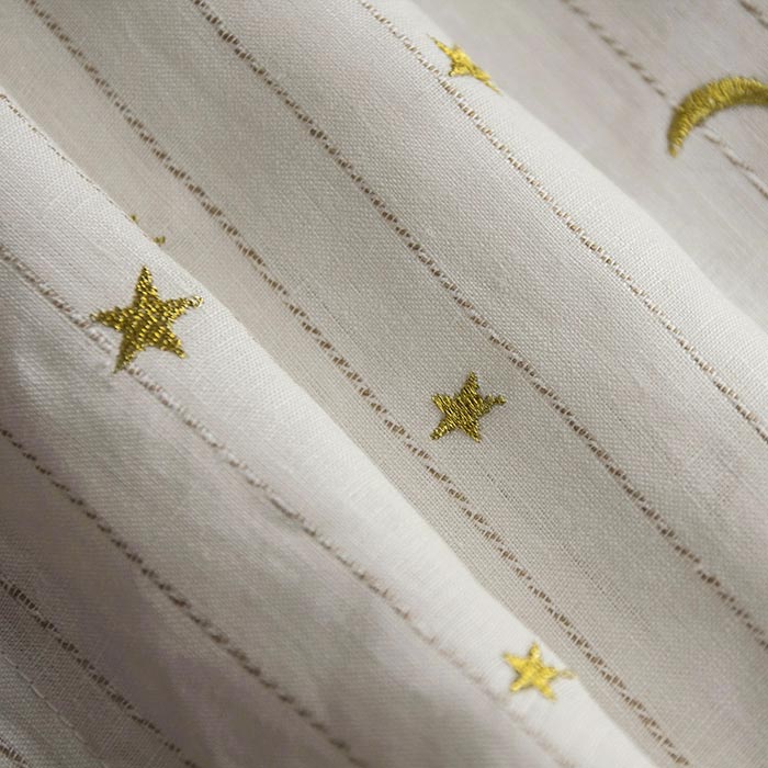 The Little Prince Moon & Star Embroidered Cotton-Linen Drapes/Curtains