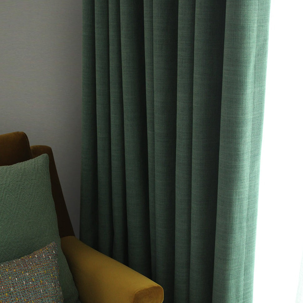 Forest Dark Green Solid Yarn-dyed Room Darkening Drapes/Curtains