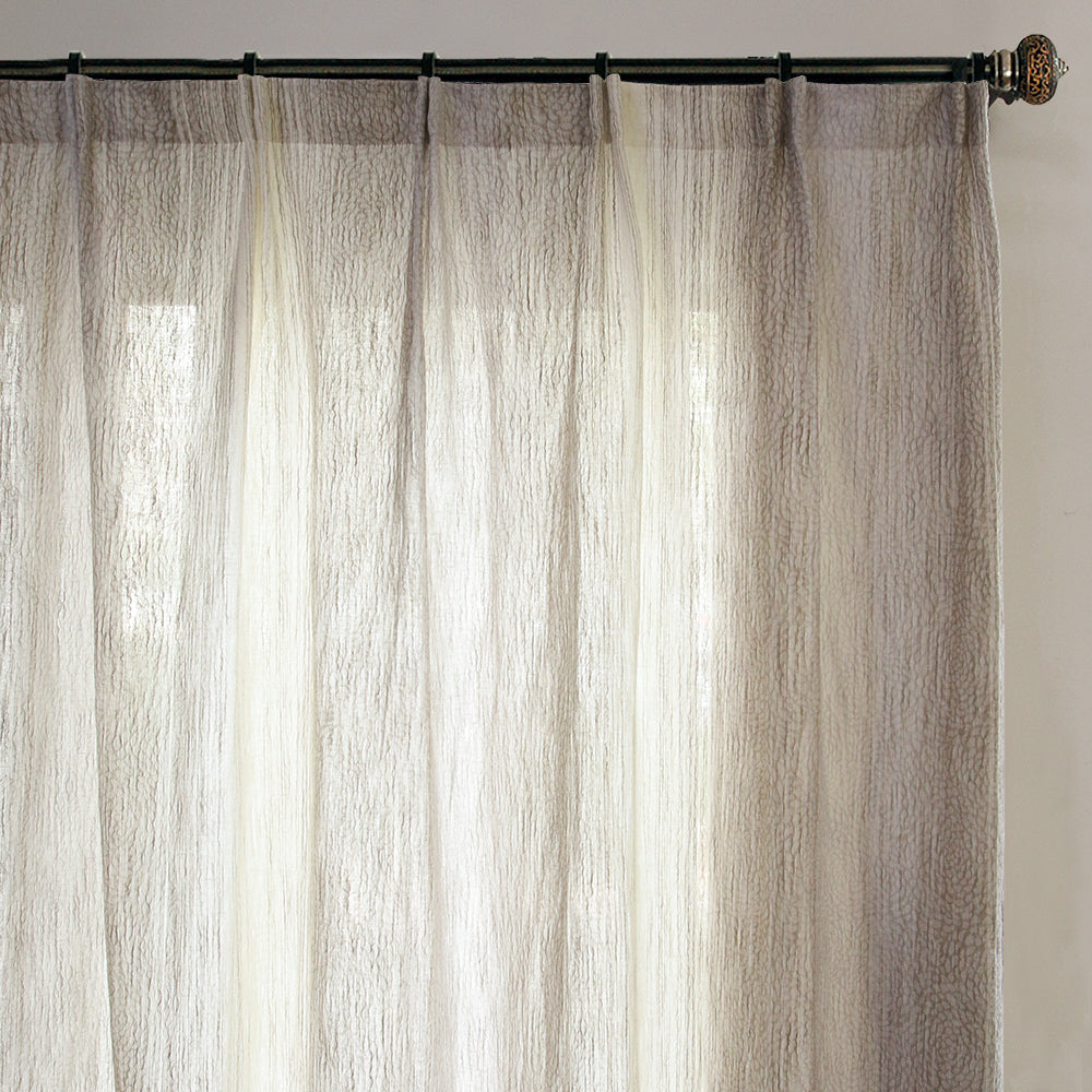 Nile Gradient Crocodile Pattern 100% Organic Cotton-Linen Blend Sheer Drapes/Curtains