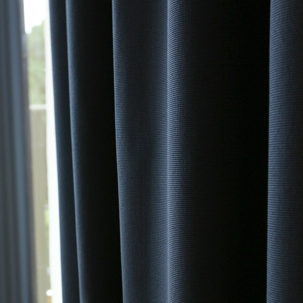 Marine Navy Blue Solid Yarn-dyed Textured Room Darkening Drapes/Curtains