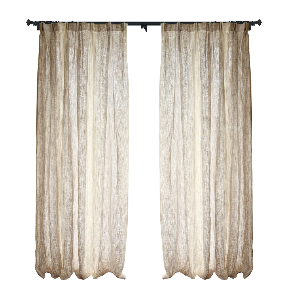 Nile Gradient Crocodile Pattern 100% Organic Cotton-Linen Blend Sheer Drapes/Curtains