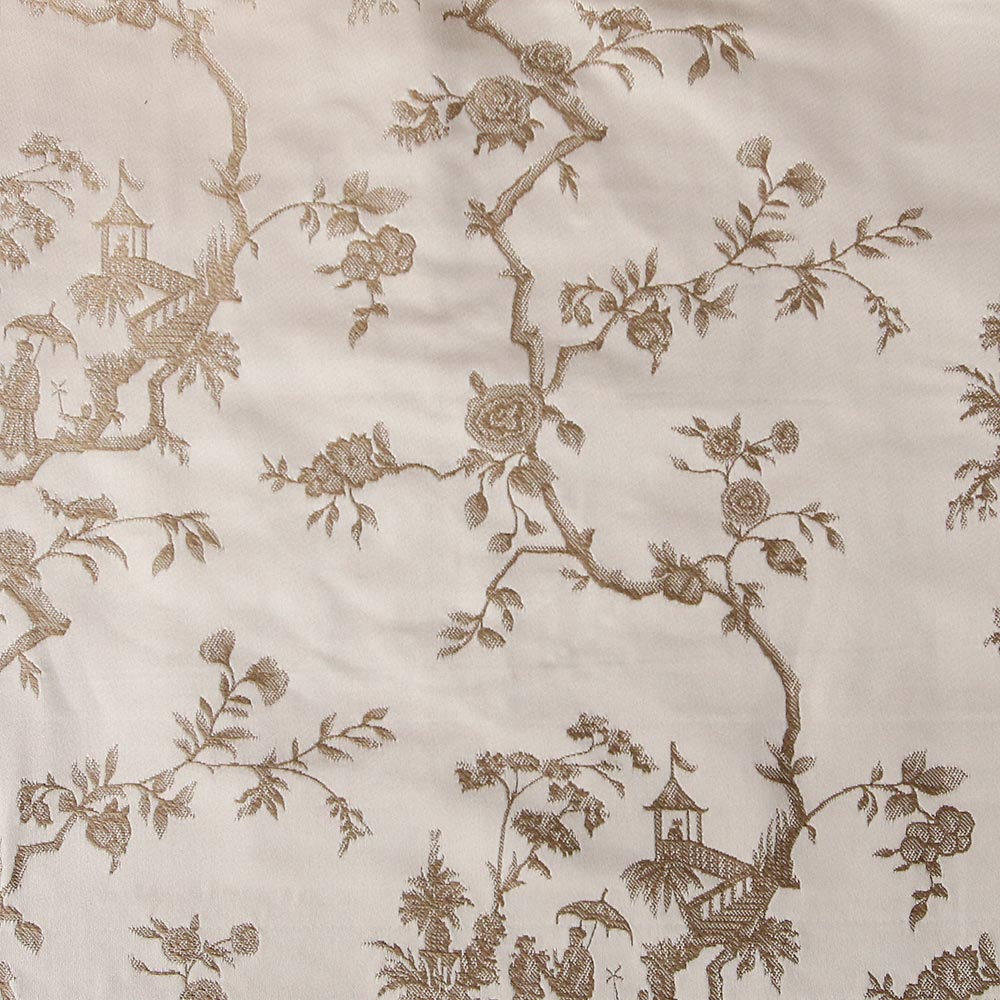 Tranquil Terrace Chinoiserie Double-Sided Jacquard Room Darkening Drapes/Curtains