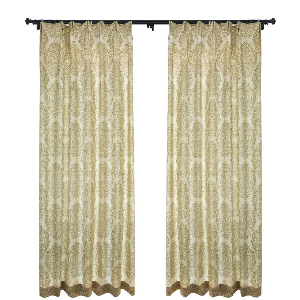 Damask Cotton-Linen Floral Print Drapes/Curtains