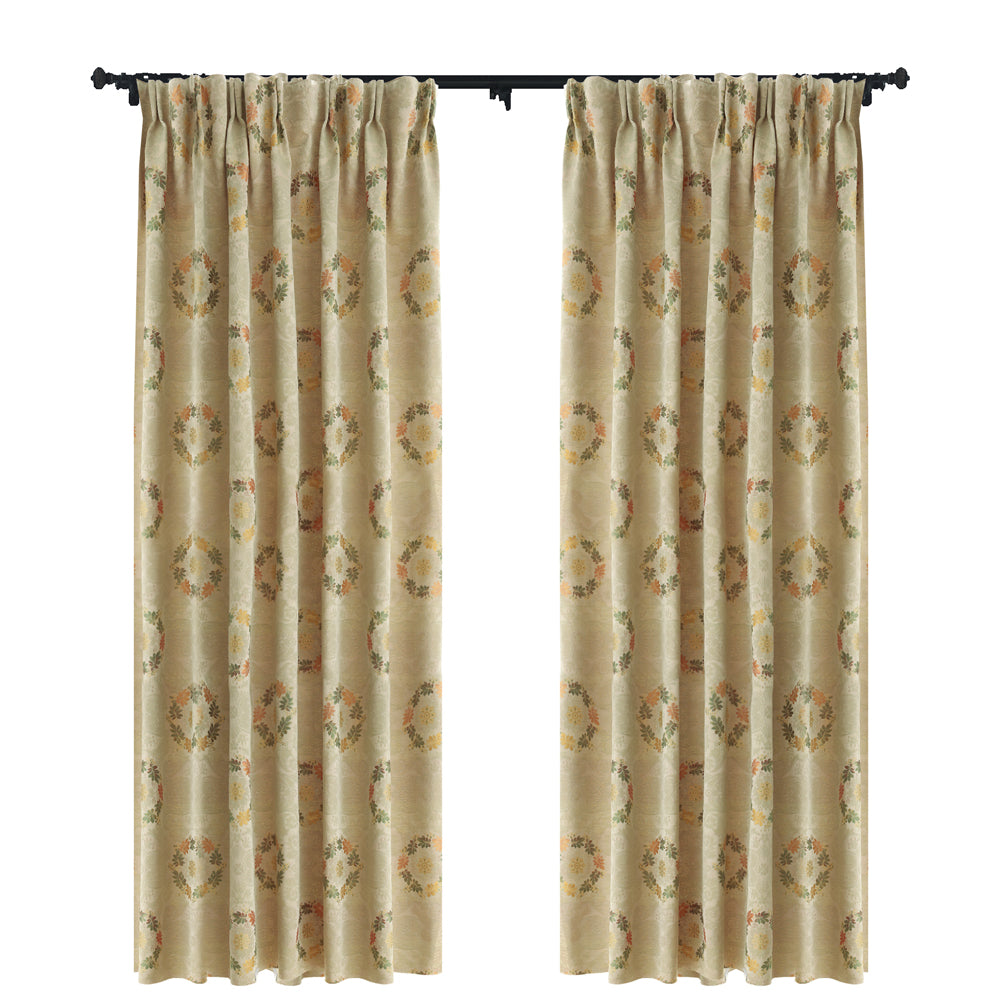 Wreath Floral Jacquard Room Darkening Drapes/Curtains