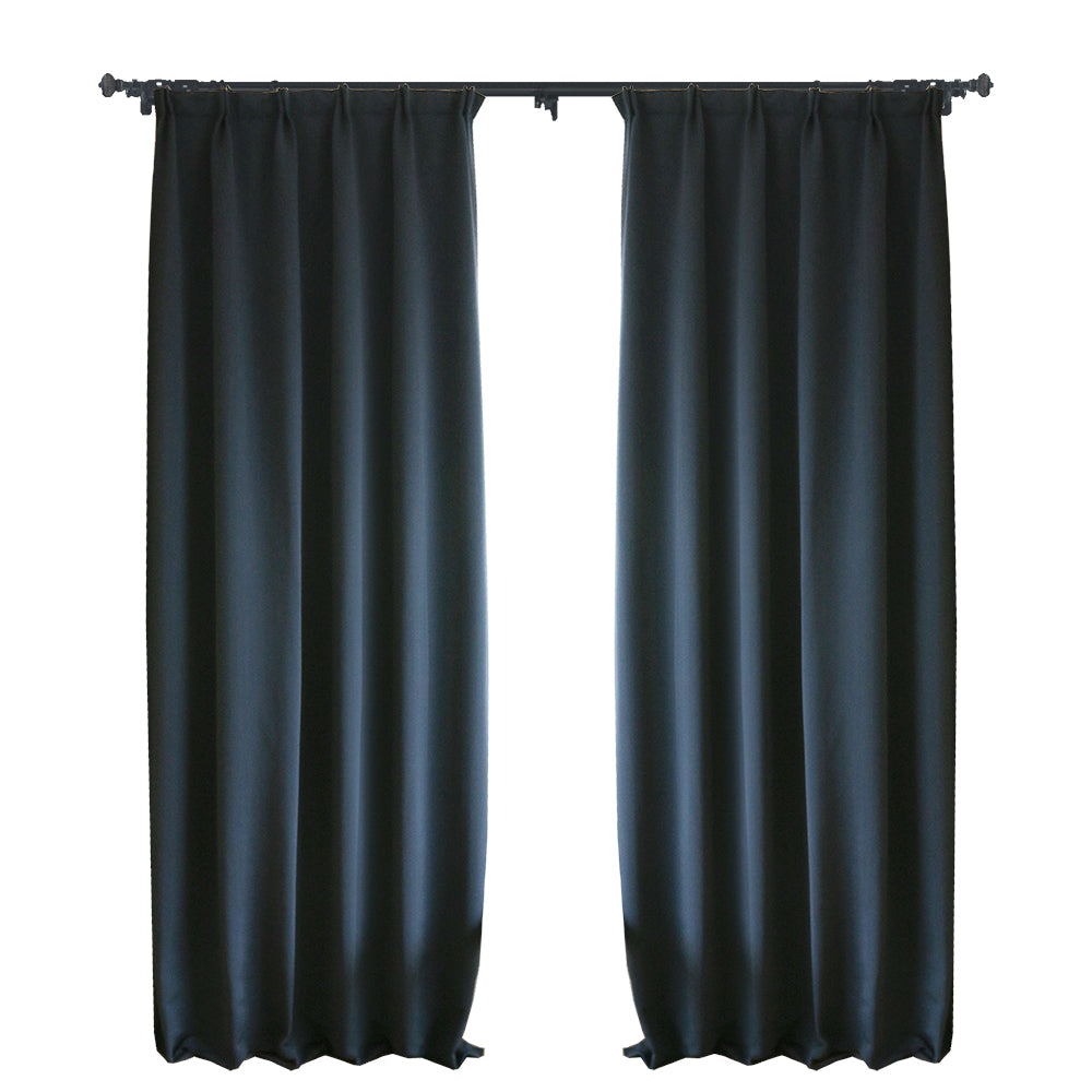 Marine Navy Blue Solid Yarn-dyed Textured Room Darkening Drapes/Curtains