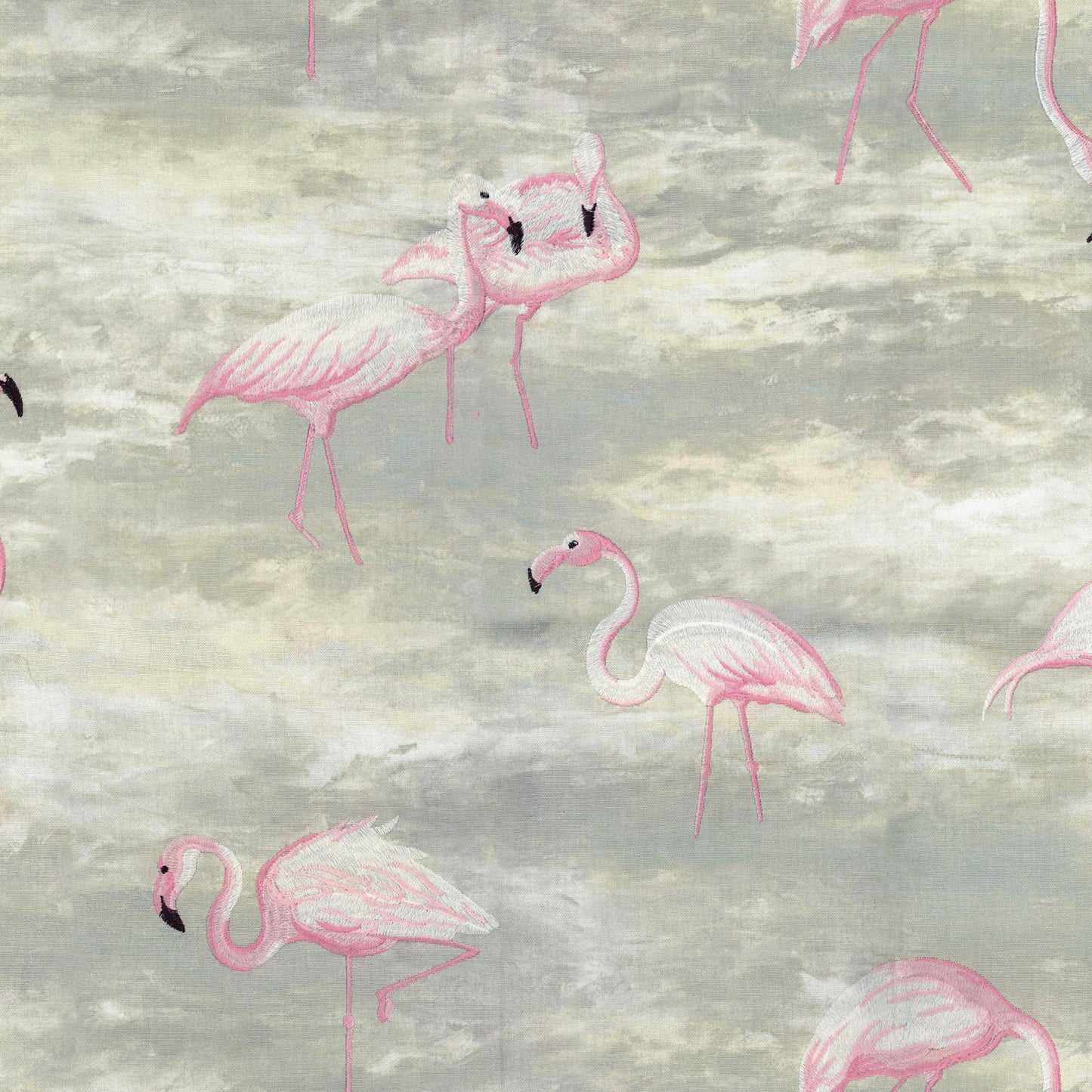 Flamingo Embroidered 100% Organic Cotton Drapes/Curtains