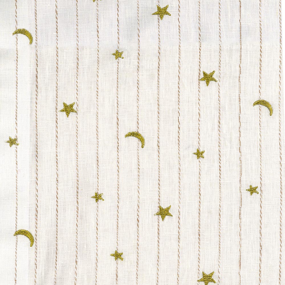 The Little Prince Moon & Star Embroidered Cotton-Linen Drapes/Curtains