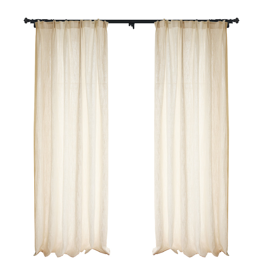 Nile Gradient Crocodile Pattern 100% Organic Cotton-Linen Blend Sheer Drapes/Curtains