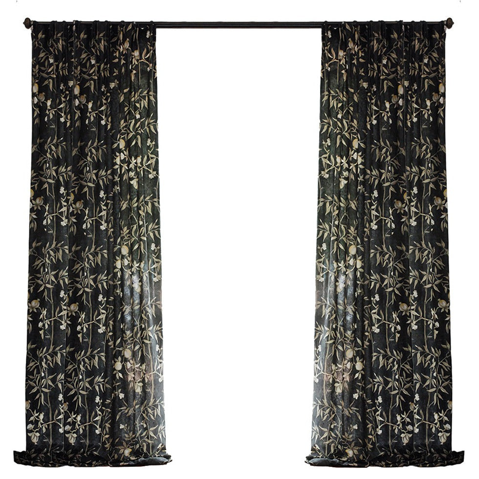 Retro Pomegranate Cotton-Linen Room Darkening Curtains/Drapes