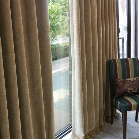 Heavyweight Beige Chenille Curtains/Drapes