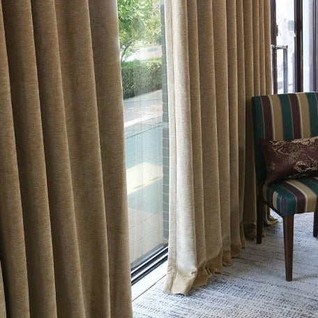 Heavyweight Beige Chenille Curtains/Drapes